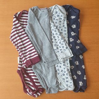 ユニクロ(UNIQLO)のユニクロ 肌着 ロンパース 90 セット ミッキー ボーダー(下着)