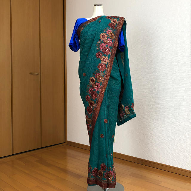 インドサリー サリー 民族衣装 グリーンの通販 By インド 民族衣装 ラクマ