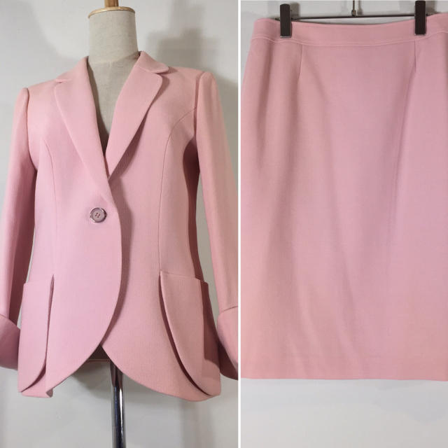 スーツ美品 Yoshihiko Ota スカートスーツ ピンク サイズ42 一つボタン