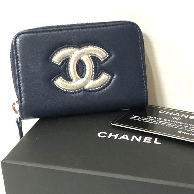 ★新品★正規店購入★ CHANEL シャネル コインケース ネイビー シルバー