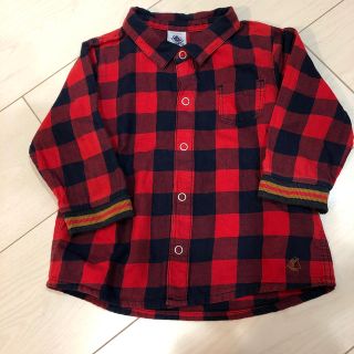 プチバトー(PETIT BATEAU)のプチバトー 74㎝ 12m チェックシャツ(シャツ/カットソー)