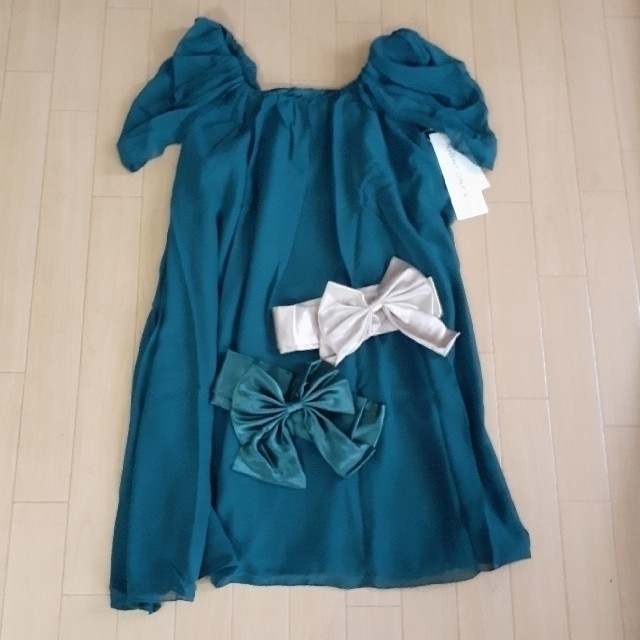 【新品・未使用】4wayシフォンワンピース　サックスブルー　M レディースのフォーマル/ドレス(ミディアムドレス)の商品写真