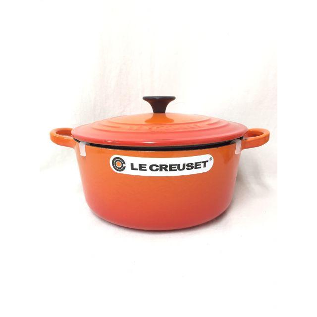 LE CREUSET(ルクルーゼ)の【新品】ル・クルーゼ ココット・ロンド 22cm オレンジ インテリア/住まい/日用品のキッチン/食器(調理道具/製菓道具)の商品写真