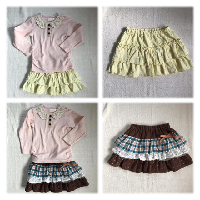 Biquette Club(ビケットクラブ)のbiquette club カットソー&スカート×2枚 95センチ キッズ/ベビー/マタニティのキッズ服女の子用(90cm~)(Tシャツ/カットソー)の商品写真