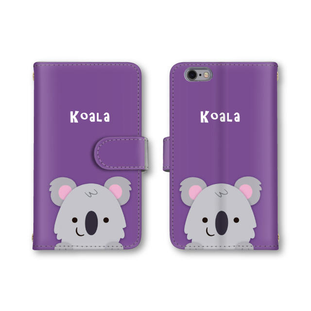 パープル コアラ スマホケース 手帳型ケース 可愛い スマホカバー KOALA スマホ/家電/カメラのスマホアクセサリー(Androidケース)の商品写真