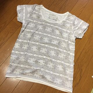 オンザカウチ(on the couch)のボーダー  花柄 レース柄 Tシャツ(Tシャツ(半袖/袖なし))