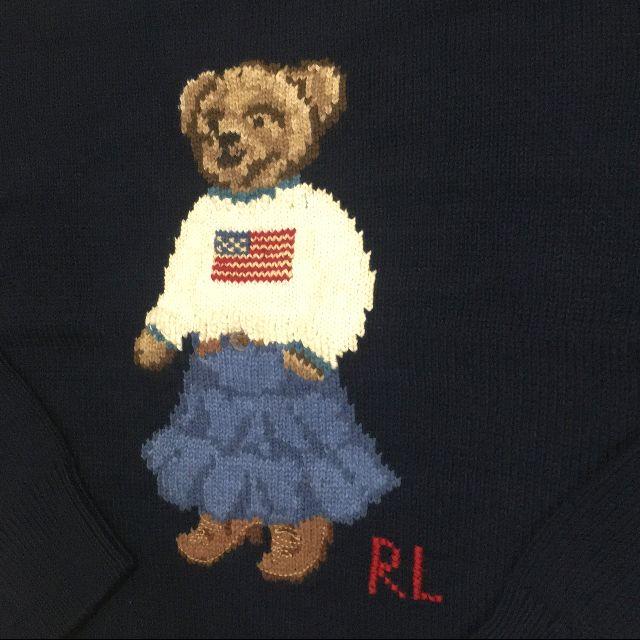 POLO RALPH LAUREN(ポロラルフローレン)の大人も着られる！ラルフローレン 星条旗 女の子ポロベア セーター XLサイズ. キッズ/ベビー/マタニティのキッズ服女の子用(90cm~)(ニット)の商品写真