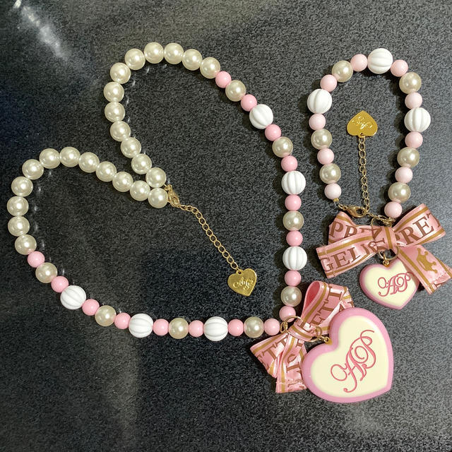 Angelic Pretty(アンジェリックプリティー)のメルチョコ ネックレス・ブレスレット ピンク レディースのアクセサリー(ネックレス)の商品写真