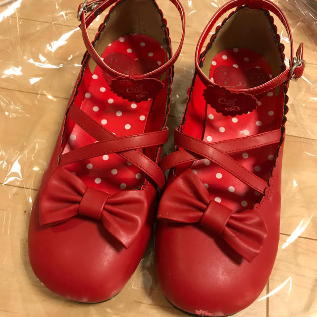 Angelic Pretty(アンジェリックプリティー)のガーリーリボンシューズ♡赤 レディースの靴/シューズ(ハイヒール/パンプス)の商品写真