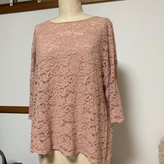 メルローズ(MELROSE)のメルローズ レース ブラウス ピンク 花柄 美品 カットソー(シャツ/ブラウス(長袖/七分))