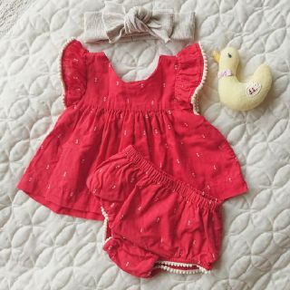 ベビーギャップ(babyGAP)のbabygap バタフライフリル コットンセットアップ 3month(ロンパース)