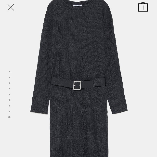 ZARA(ザラ)の新品！タグ付！♥️ZARA♥️ベルト付きテクスチャー織地ワンピース。サイズM。 レディースのワンピース(ひざ丈ワンピース)の商品写真