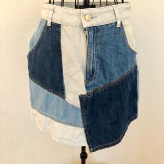 ザラ(ZARA)のZARA デニム パッチワーク ミニ スカート(ミニスカート)