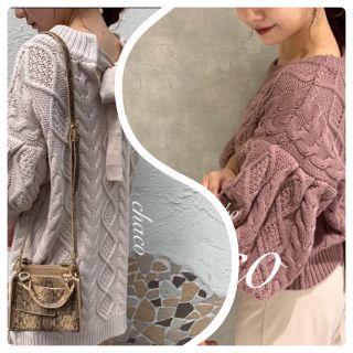 最新作????¥8690【Chico】バックラメリボンケーブルニットチュニック