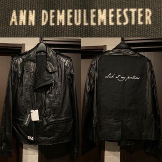 Ann Demeulemeester デストロイ加工牛革レザージャケット レッド