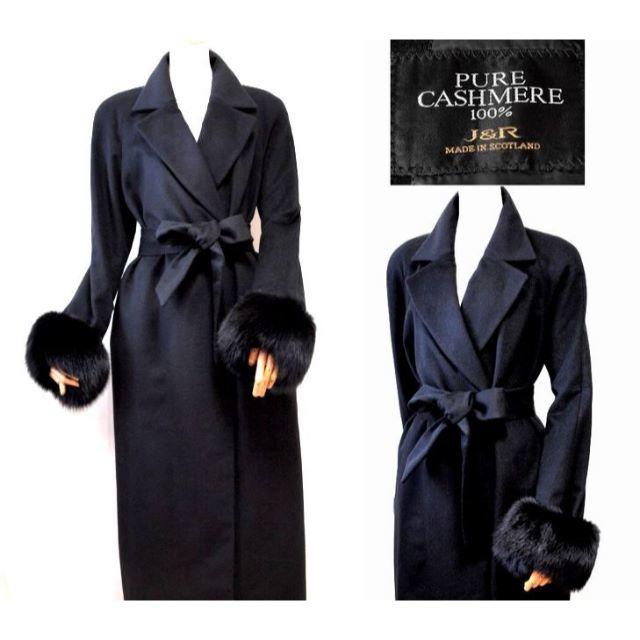 10/6迄✨SALE】J&R☆豪華FOXファー☆カシミア100%ロングコート黒