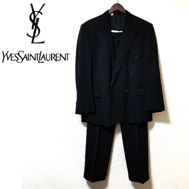 Yves Saint Laurent Beaute(イヴサンローランボーテ)のYves Saint Laurent ダブルブレスト セットアップ 濃紺 メンズのスーツ(セットアップ)の商品写真