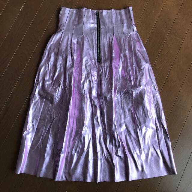 lilLilly(リルリリー)のリルリリー ランダムプリーツメタリックスカート ピンク レディースのスカート(ロングスカート)の商品写真
