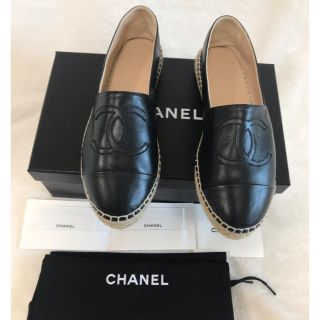 シャネル(CHANEL)のシャネル エスパードリーユ37 定価75,600円 新品同様品 銀座店購入！黒(ハイヒール/パンプス)