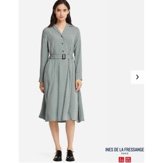 ユニクロ(UNIQLO)の【UNIQLO】イネス コラボ ドット ワンピース ブルー 水色(ロングワンピース/マキシワンピース)