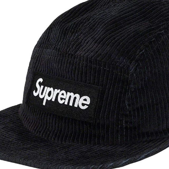 新品 Supreme black Corduroy Camp Cap