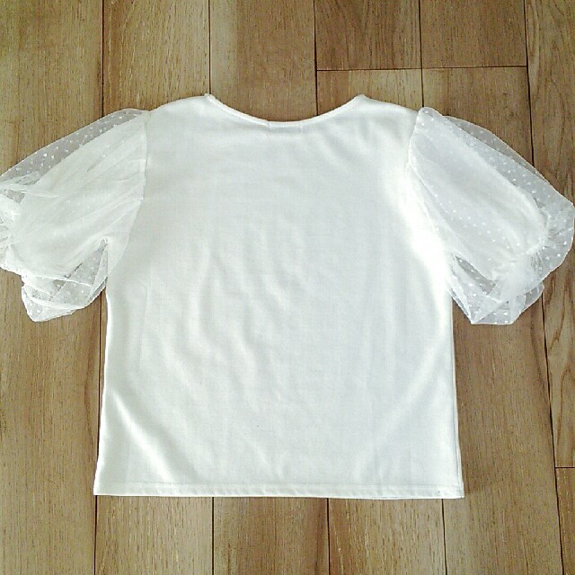 しまむら(シマムラ)のしまむら ViViコラボ 2pink 袖ドットチュールプルオーバー Lサイズ レディースのトップス(Tシャツ(半袖/袖なし))の商品写真