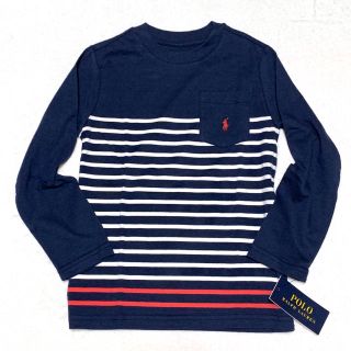 ポロラルフローレン(POLO RALPH LAUREN)の新品✨ポケット ポニー ボーダー ロングスリーブ Tシャツ ボーイズ S/140(Tシャツ/カットソー)