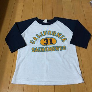 スキップランド(Skip Land)の七分袖 シャツ 120 男の子 ボーイズ ロゴ ネイビー 紺(Tシャツ/カットソー)