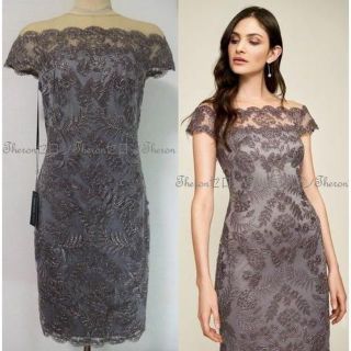 タダシショウジ(TADASHI SHOJI)の新品 TADASHI タダシ オフショルダーイリュージョンネックワンピース(ひざ丈ワンピース)