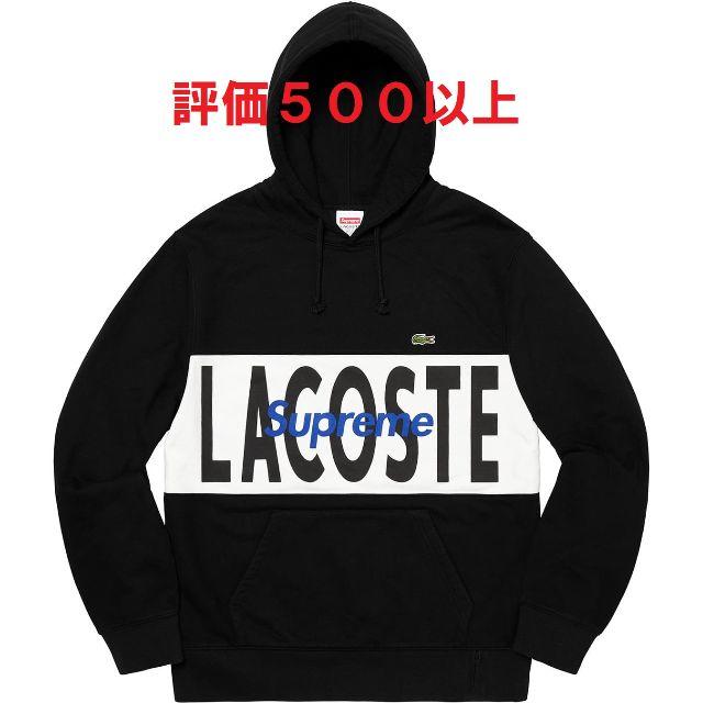 Supreme Lacoste Logo Panel Hooded ブラックレシートコピー即日発送可能