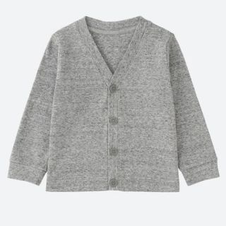 ユニクロ(UNIQLO)のユニクロ　コットンVネックカーディガン(長袖) ８０センチ(カーディガン/ボレロ)