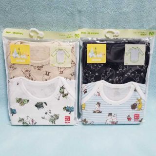 ユニクロ(UNIQLO)の新品☆90/ムーミン クルーネックボディ4枚組(長袖)☆ユニクロ(肌着/下着)