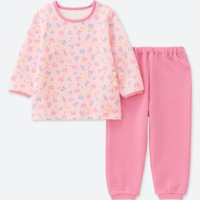 UNIQLO(ユニクロ)の新品☆110/キルトパジャマ(花柄)ピンク☆ユニクロ キッズ/ベビー/マタニティのキッズ服女の子用(90cm~)(パジャマ)の商品写真