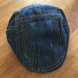 メンズ ハンチング帽 帽子 デニム 濃いブルー ジグザグステッチ シンプル(ハンチング/ベレー帽)