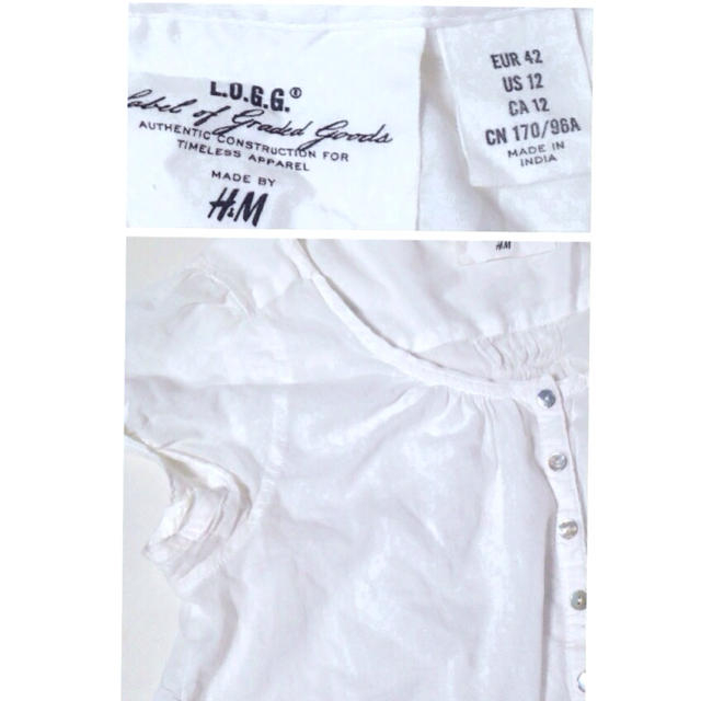 H&M(エイチアンドエム)のH&M パフスリーブ チュニック 真珠層 レディースのトップス(シャツ/ブラウス(半袖/袖なし))の商品写真