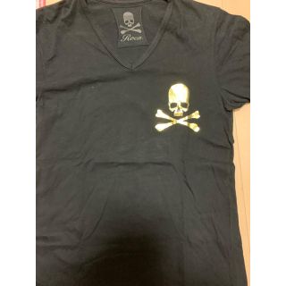 ロエン(Roen)の激安！ROEN金スカルプリントVネックTシャツ黒size46(Tシャツ/カットソー(半袖/袖なし))