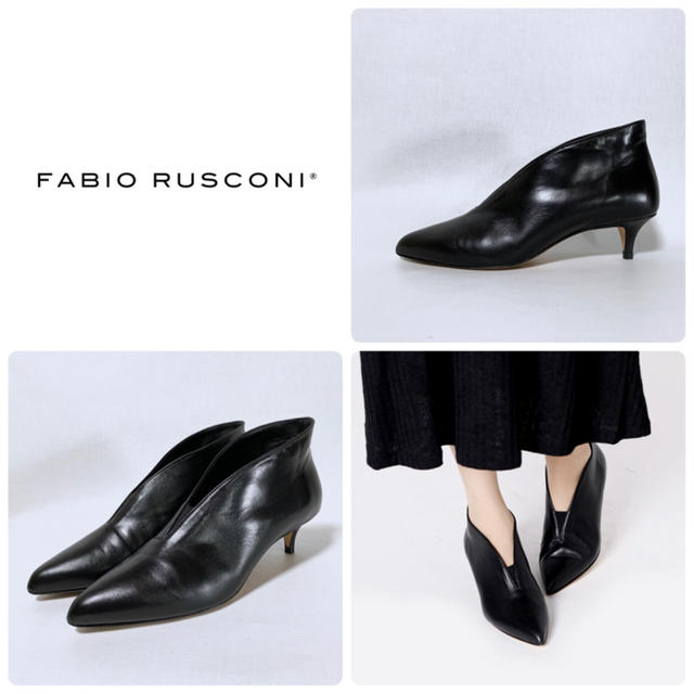 □リフト新品 定3.5万 ファビオルスコーニ ショートブーツ 38 24 黒 靴 