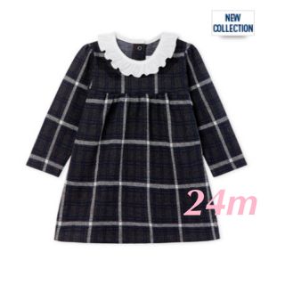 プチバトー(PETIT BATEAU)のプチバトー  2019AW グレーチェックワンピース 24m (ワンピース)