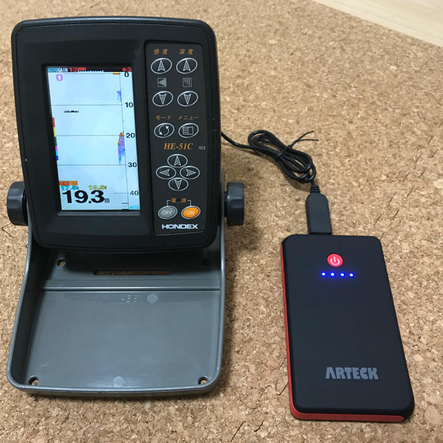 モバイルバッテリーでホンデックス(HONDEX)魚探を動かす電源 モバイルバッテリーでホンデックス(HONDEX)魚探を動かす電源