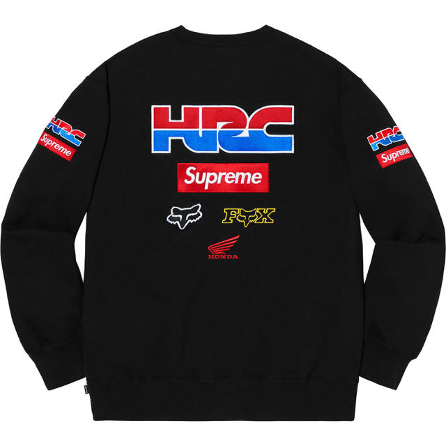 supreme honda fox racing crewneck ブラック L