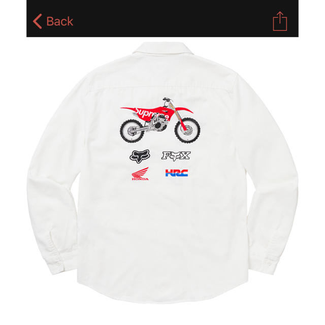 Supreme Honda Fox Racing Work Shirt M 白トップス