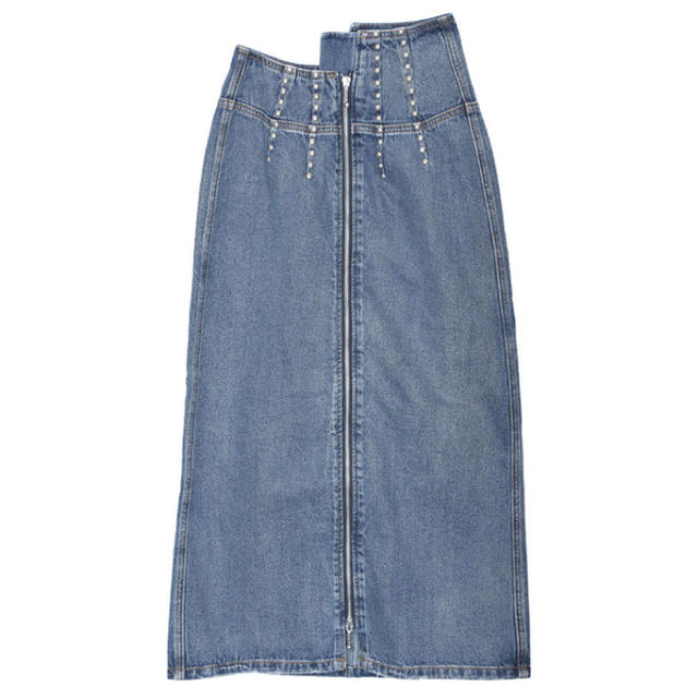 Ameri VINTAGE(アメリヴィンテージ)のAMERI STUDS LINE DENIM SKIRT レディースのスカート(ロングスカート)の商品写真