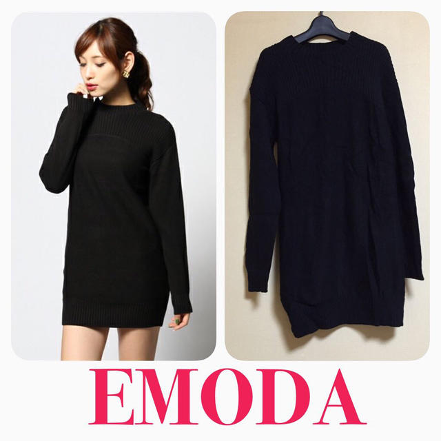 EMODA(エモダ)のEMODA♡ボトルネックリブニットワンピ レディースのワンピース(ミニワンピース)の商品写真