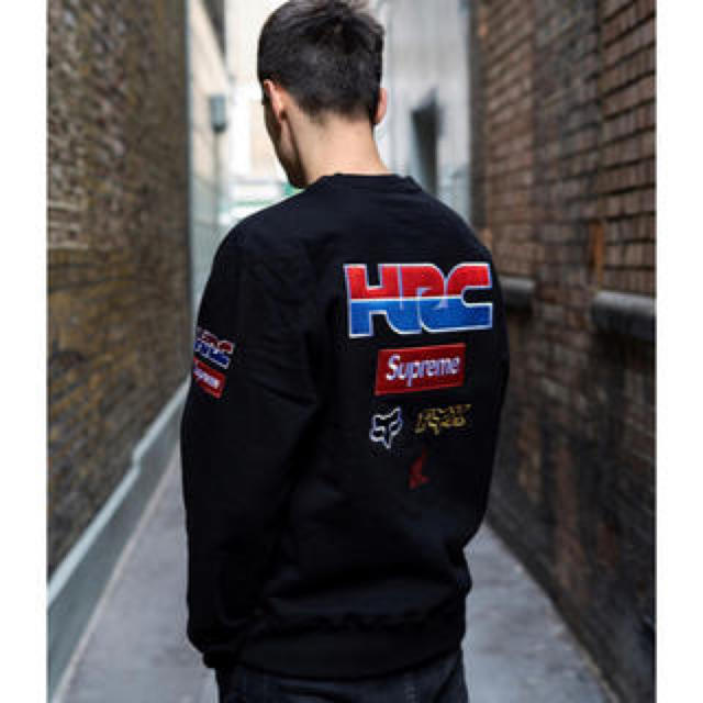 即発 Supreme Honda Fox Racing Crewneck L 黒