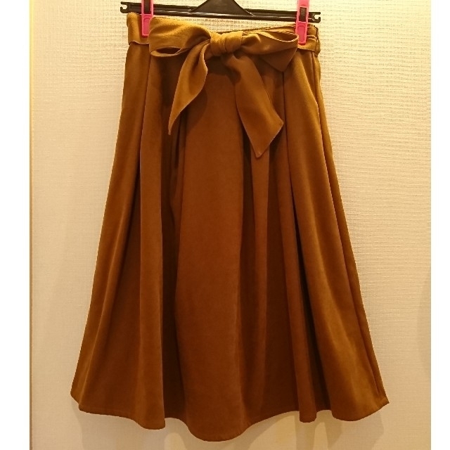 Rope' Picnic(ロペピクニック)の【新品】ロペピクニック   リボン付フレアースカート レディースのスカート(ひざ丈スカート)の商品写真