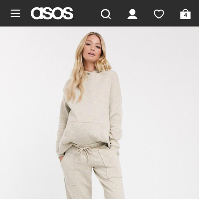 asos(エイソス)の最終値下価格 asos マタニティ 裏起毛フーディ キッズ/ベビー/マタニティのマタニティ(マタニティウェア)の商品写真