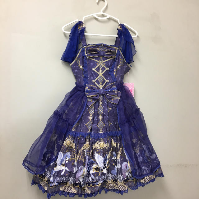 Angelic Pretty(アンジェリックプリティー)のCrystalDream JSK カチュ お袖留め オーバーニー新品未使用♪ レディースのワンピース(ひざ丈ワンピース)の商品写真