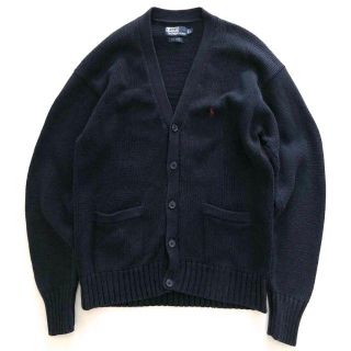 ポロラルフローレン(POLO RALPH LAUREN)のポロ ラルフローレン コットン100% 5ボタン カーディガン Lサイズ 紺(カーディガン)