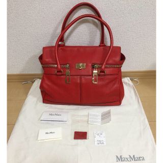 マックスマーラ(Max Mara)のマックスマーラ 朱赤 鹿革 ハンドバッグ(ハンドバッグ)