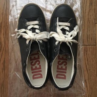 ディーゼル(DIESEL)のまゆ様ご専用 ディーゼル レザー使いスニーカー 黒 24.5(スニーカー)